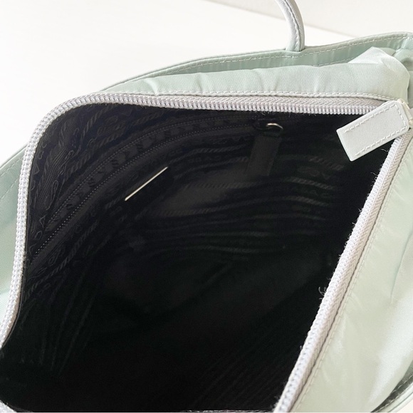 Prada gray Tessuto nylon triangle logo shoulder tote bag - Picture 7 of 11